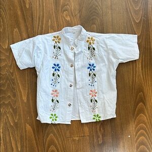 Floral Embroidered Guayabera Shirt 6T
